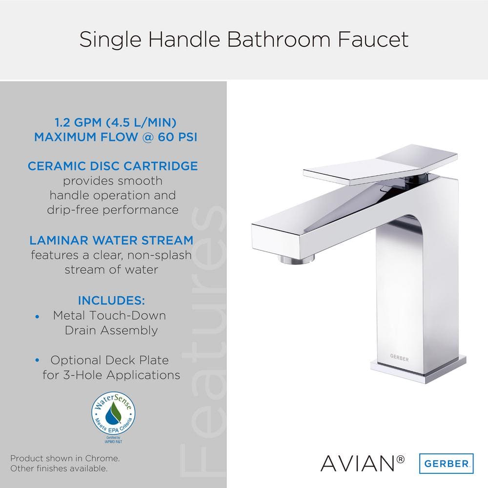 Avian Satin Black Single Handle Bathroom Faucet with Touch Down Drain