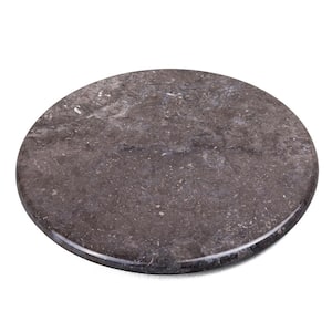 Natural Charcoal Marble 12 in. Dia Round Trivet Cheese Serving Board for Kitchen Dining Table