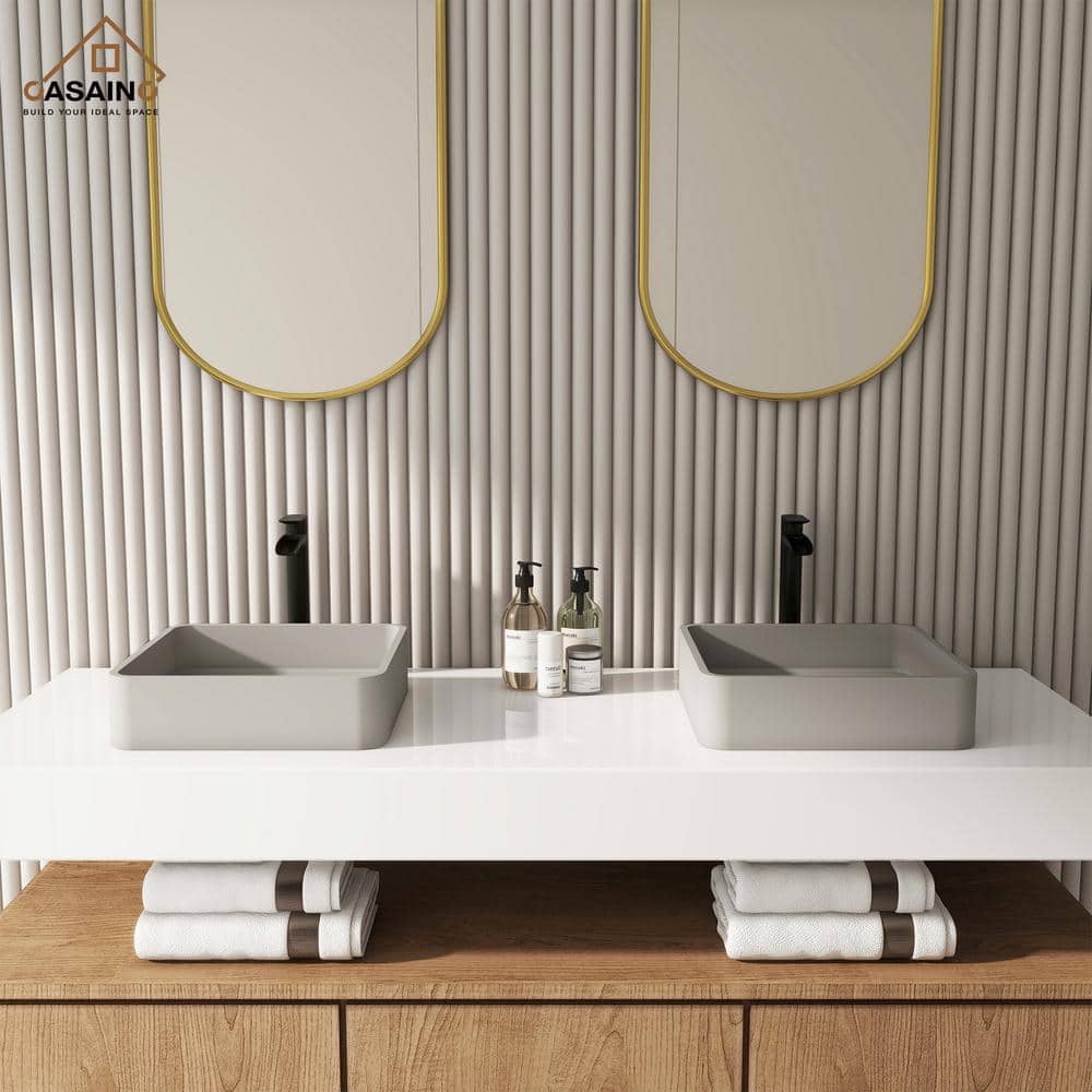 Taupe Clay 15.35'' Ceramic Square Above-Counter Bathroom Sink
