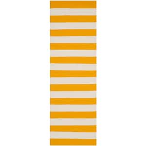 Montauk Yellow/Ivory 2 ft. x 12 ft. Striped Runner Rug