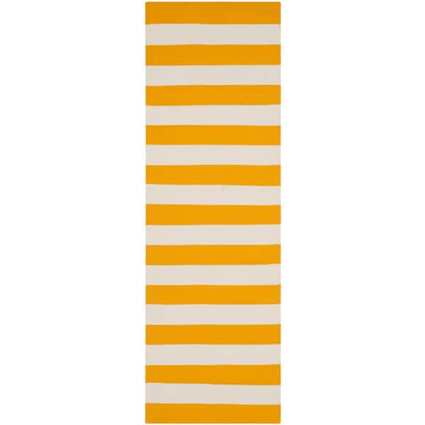 Montauk Yellow/Ivory 2 ft. x 9 ft. Striped Runner Rug