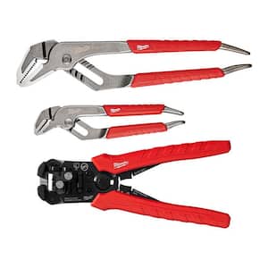 6 in. and 10 in. Straight-Jaw Pliers Set with Self-Adjusting Wire Stripper and Cutter (3-Piece)