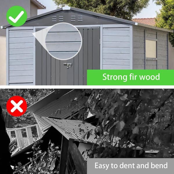 Endark 8 ft. W x 8 ft. D Outdoor Storage Grey Wood Shed with