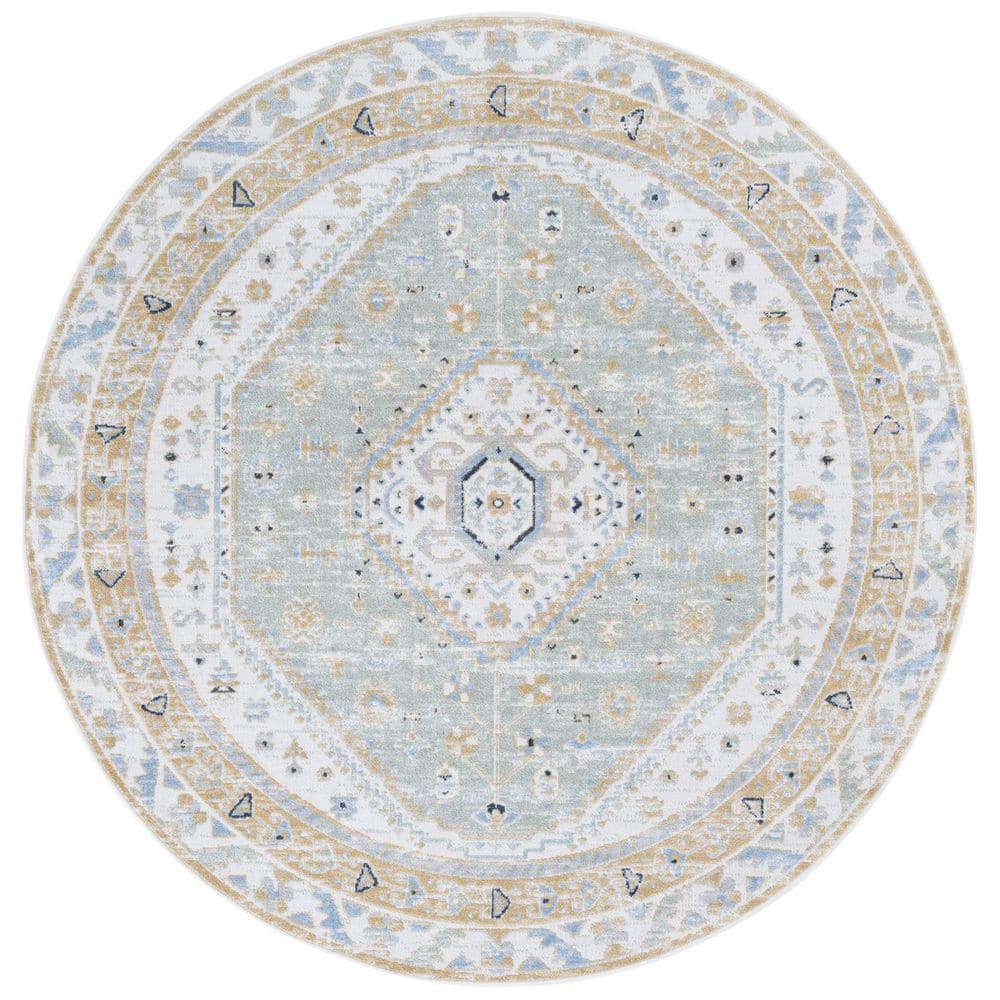 Bayside 7 ft. x 7 ft. Gold/Green Traditional Medallion Round Area Rug price history on PriceWatchPro
