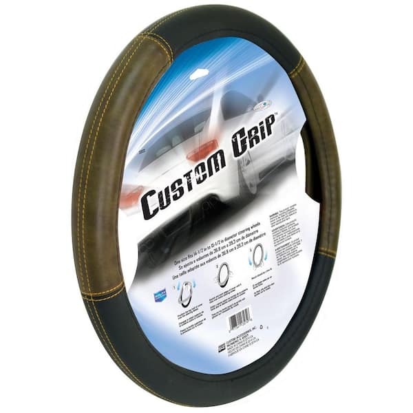 Unbranded Leatherette Steering Wheel Cover in Black and Brown