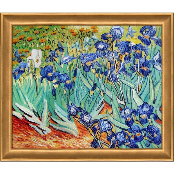 LA PASTICHE Irises Reproduction by Vincent Van Gogh Muted Gold Glow ...