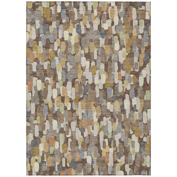 Chantille Machine Washable Indoor/Outdoor Abstract ACN2451 Chocolate 3 ft. x 5 ft. Area Rug