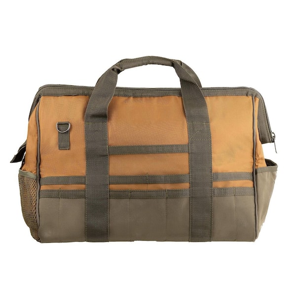 BUCKET BOSS Gatemouth 20 in. Tool Bag in Brown and Green with 36