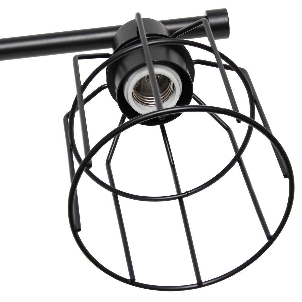 Black Industrial 3-Light Vanity Fixture with Wire Cage Shades