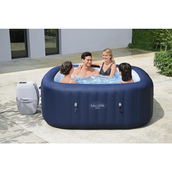 CO-Z Portable Inflatable Hot Tub Spa w Cover 120 Air Jet 4 Person, Square,  Blue