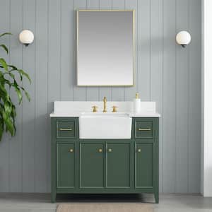 Casey 42 in. W x 22 in. D Bath Vanity in Evergreen with Engineered Stone Vanity Top in Ariston White with White Sink