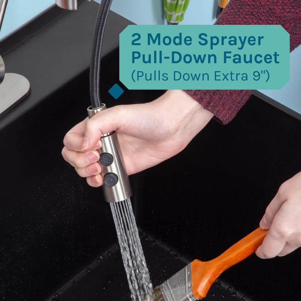 Black Freestanding Utility Sink with Stainless Steel Faucet