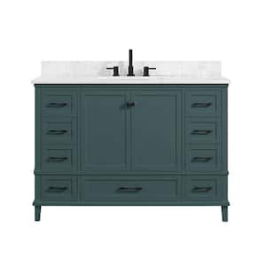 Merryfield 43 in. Single Sink Antigua Green Bath Vanity with White Carrara Marble Top (Assembled)