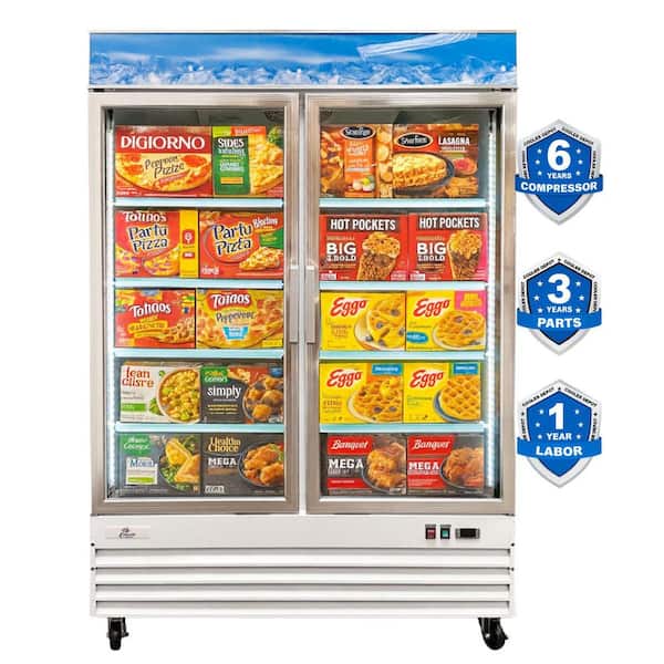 Cooler Depot 54 in. W 45 cu. ft. NSF Auto Defrost 2-Glass Door Commercial Merchandiser Reach-In Upright Freezer in White