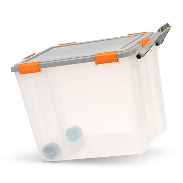 IRIS Weather Tight X-large 25.75-Gallons (103-Quart) Clear Weatherproof  Rolling Tote with Latching Lid
