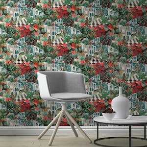 Merian Multi-Colored Architectural Wallpaper Sample