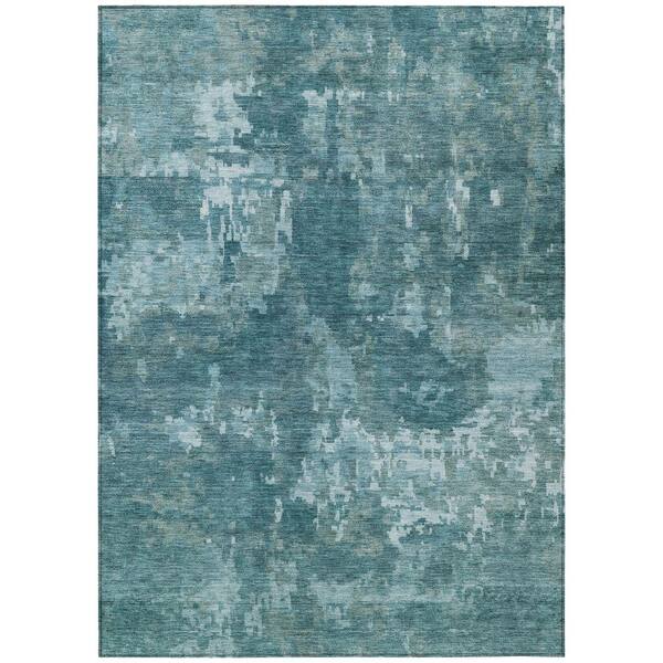 Chantille Machine Washable Indoor/Outdoor Abstract ACN2361 Teal 10 ft. x 14 ft. Area Rug