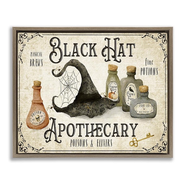 Vintage Black Hat Apothecary by Deane Beesley 1-Piece Floater Frame Graphic Print Typography Art Print 21 in. x 17 in.