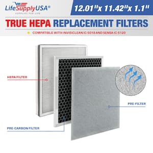 3-in-1 True HEPA Replacement Filter Plus Pre-Filter Plus Carbon Filter Compatible Sensa InvisiClean IC-5018 and IC-5120