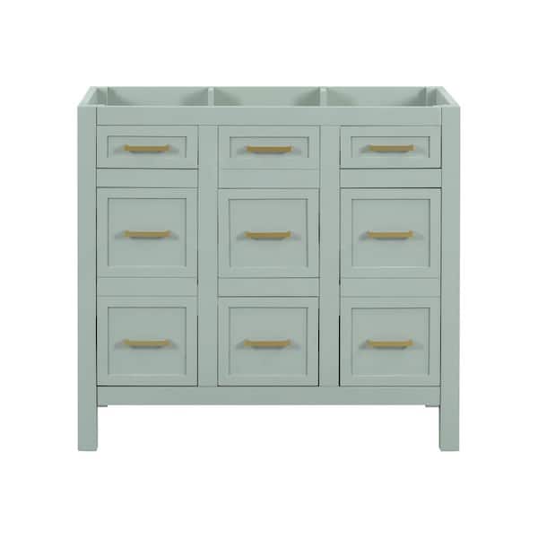 35 in. Bath Vanity Cabinet without Top in Light Green Unassembled