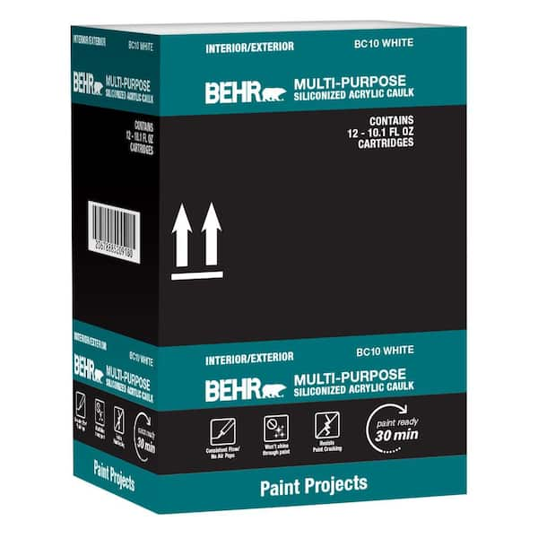 BEHR Multi-Purpose 10.1 fl. oz. White Siliconized Acrylic Latex Caulk  (12-pack) BC1011CS - The Home Depot