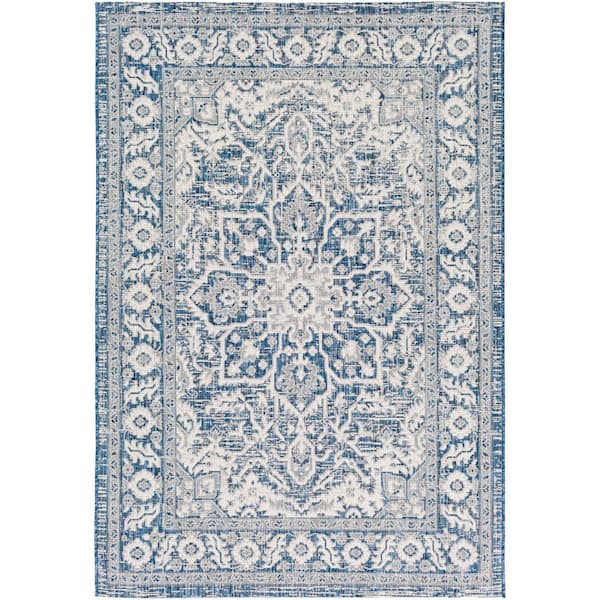 Livabliss Lazou Navy 7 ft. 10 in. x 10 ft. 2 in. Indoor/Outdoor Patio Area Rug