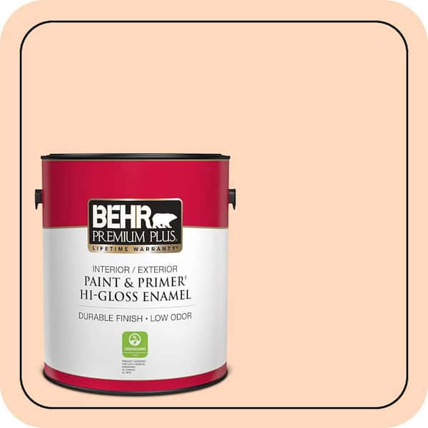 BEHR PREMIUM PLUS 1 gal. #270C-2 Shrimp Cocktail Hi-Gloss Enamel Interior/Exterior Paint & Primer