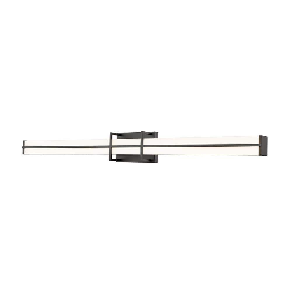 Harrison 40 In. Matte Black Integrated LED Vanity Light with Frosted Plasti