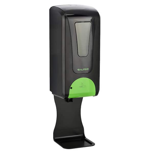 Alpine Industries 1200 ml. Wall Mount Automatic Gel Hand Sanitizer Dispenser in Black with Drip Tray