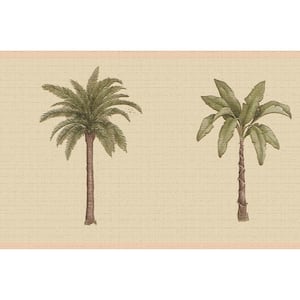 Falkirk Dandy II Beige Green Palm Trees Nature Peel and Stick Wallpaper Border