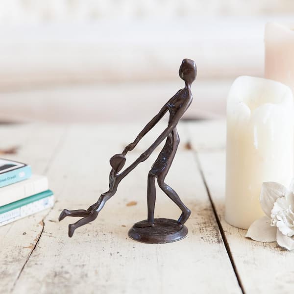 Danya B Mother Playing and Swinging Child Cast Bronze Sculpture Figurine 