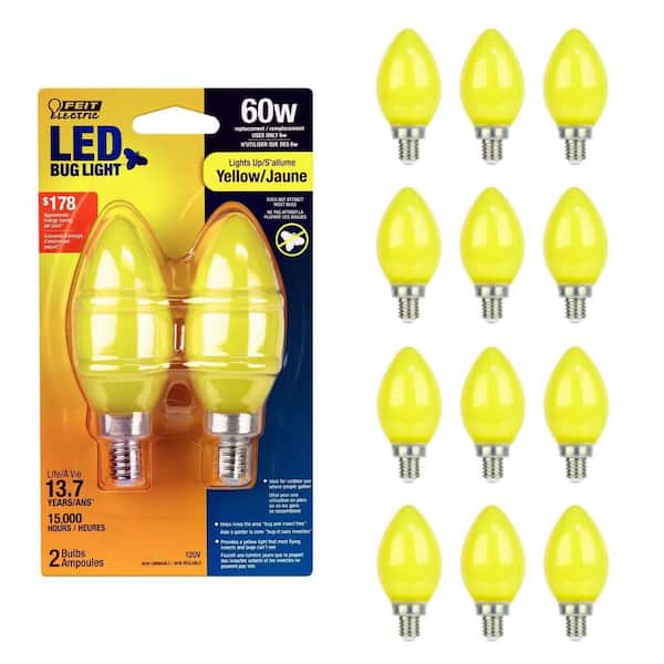 60-Watt Equivalent CA10 E12 Candelabra Base LED Bug Light Bulb (12-Pack)