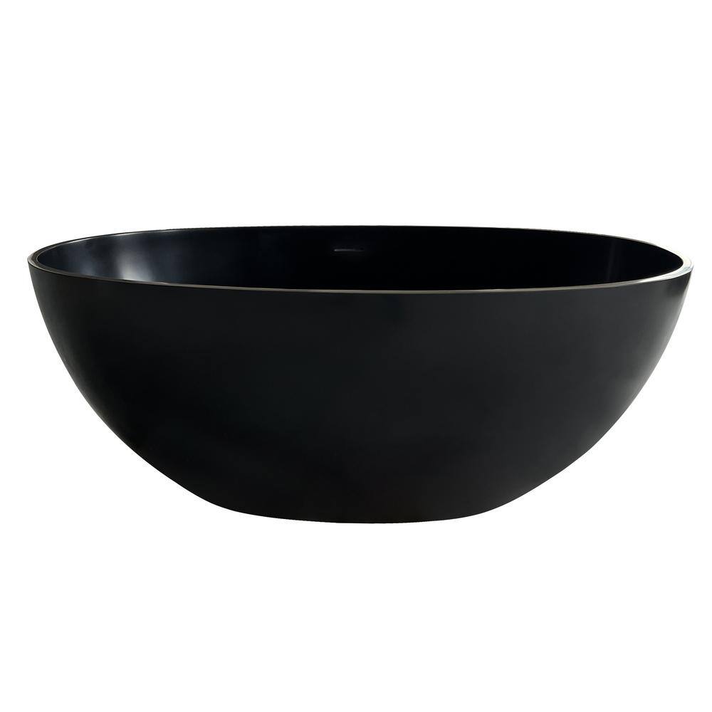 55 in. x 30 in. Soaking Bathtub with Center Drain in Matte Black