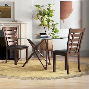 Brown PU Leather Dining Chair Set of 2