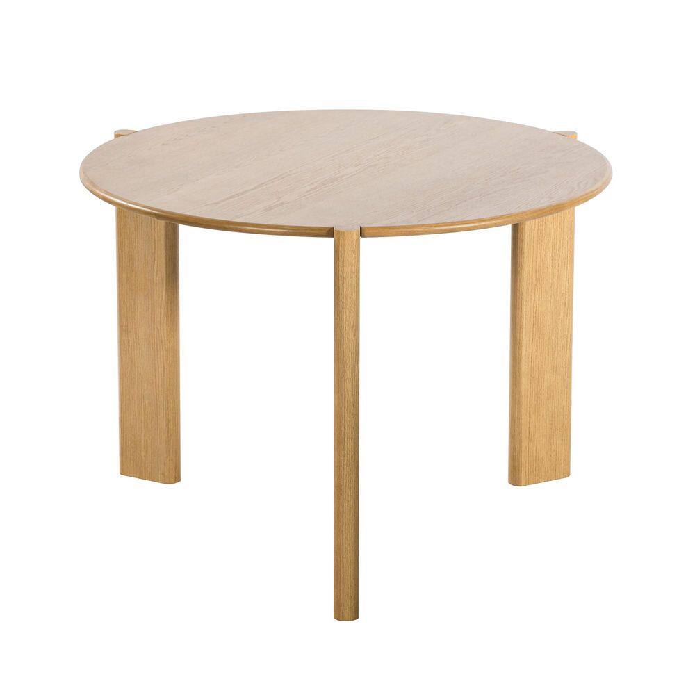 Modern Round Oak Wood Top 42 in. 3 Legs Dining Table Seats 4