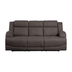 Darcel 81.5 in. W Straight Arm Microfiber Rectangle Power Double Reclining Sofa in. Chocolate