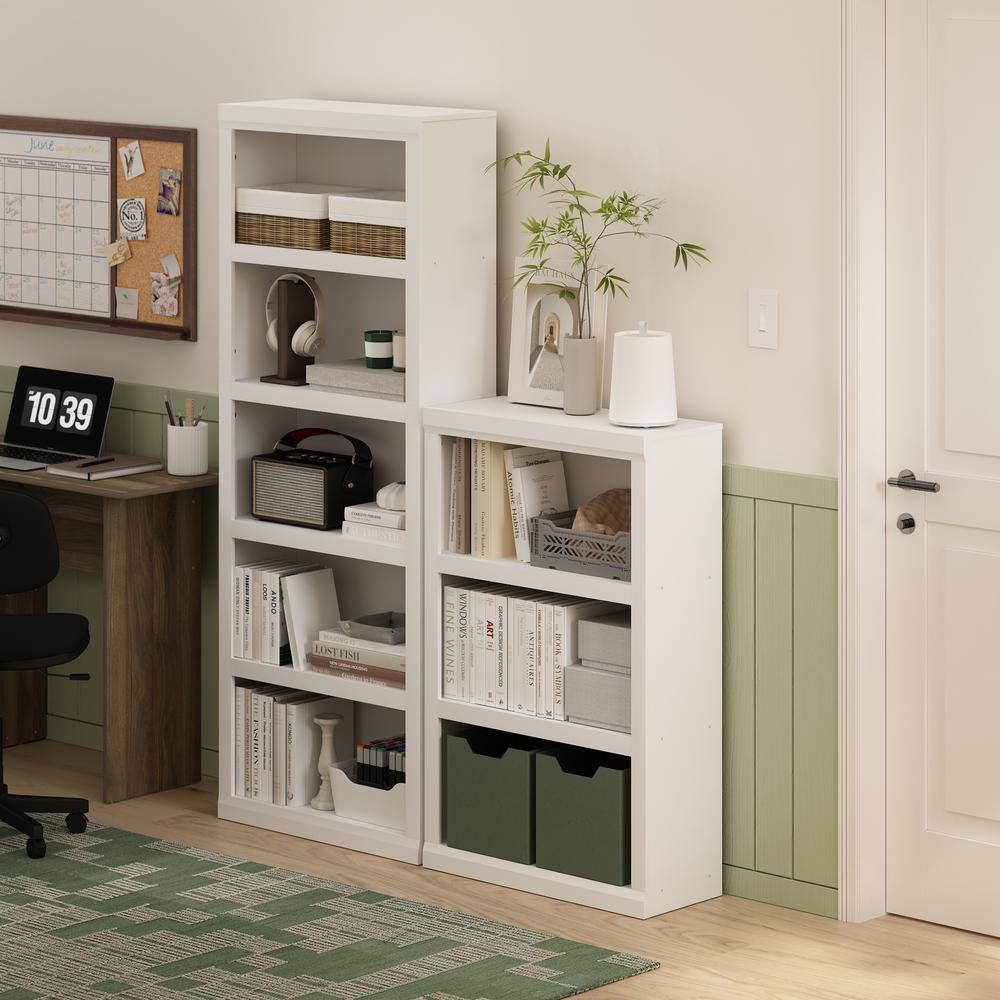 White 3-Tier Composite Wood Open Shelf Bookcase