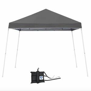 10 ft. x 10 ft. Gray Angled Leg Tent with a Heavy-Duty Weight Bags (4-Pack)