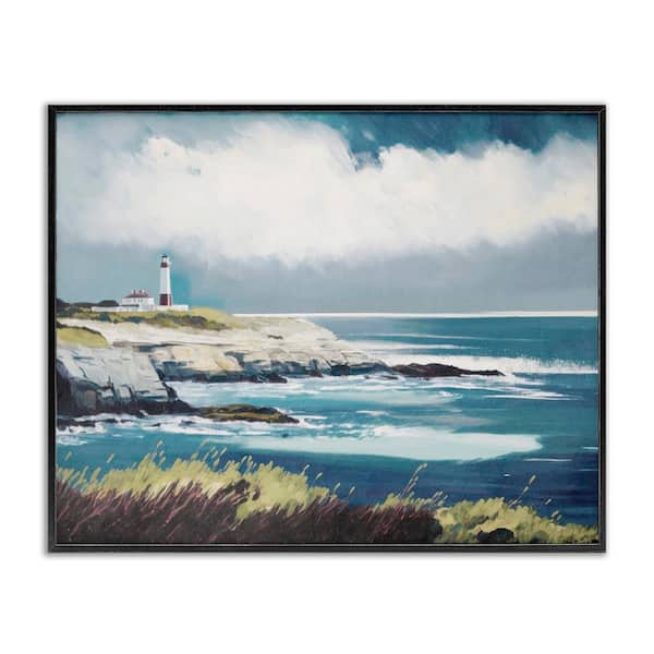 Stupell Industries Windswept Lighthouse Grasses by Svetlana Aleynikova Black Framed Coastal Giclee Art Print 11 in. x 14 in.