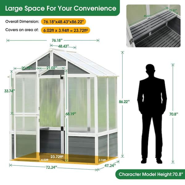 76.18 in. W x 48.43 in. D x 86.22 in. H Outdoor Wooden