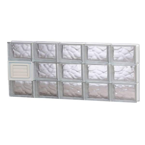 Clearly Secure 38.75 in. x 17.25 in. x 3.125 in. Wave Pattern Frameless Glass Block Window with Dryer Vent