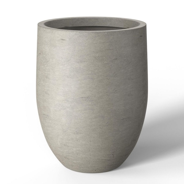 Sapcrete 17 in. Large Light Gray(Enhanced Interior) Concrete Round Planter / Pot with Drainage Holes