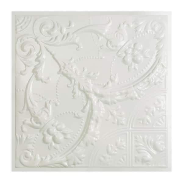 Great Lakes Tin Saginaw 2 ft. x 2 ft. Lay-in Tin Ceiling Tile in Matte White (20 sq. ft. / case of 5)