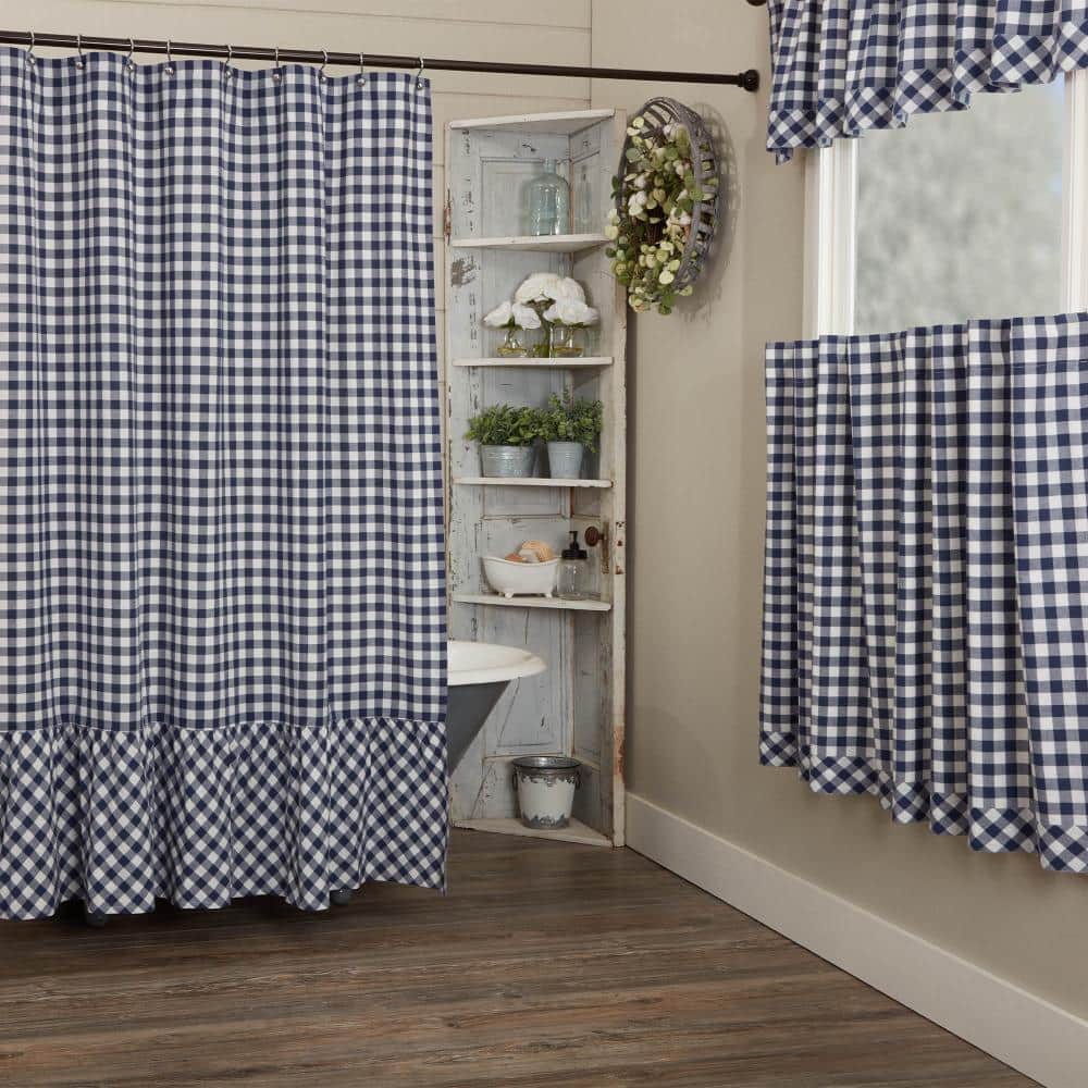 Vintage Check Blue Shower Curtain price history on PriceWatchPro