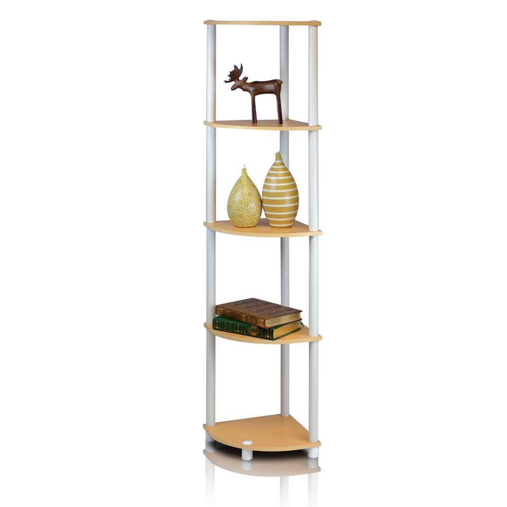 Multicolor Corner 4-Shelf Display Unit with Durable Composite Wood
