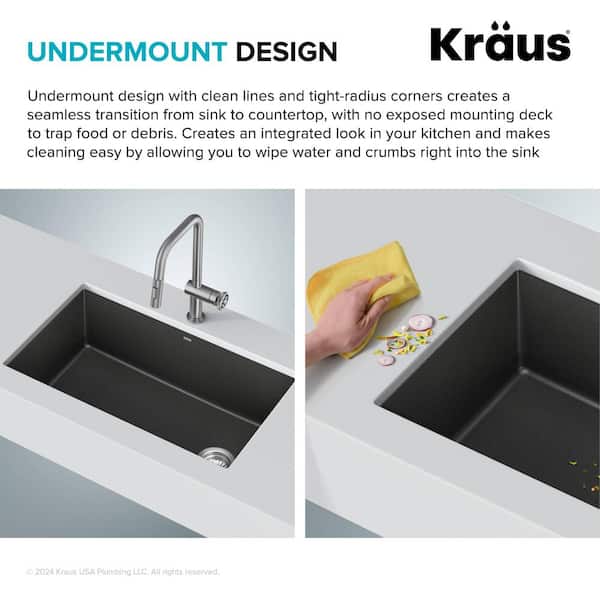 KRAUS Forteza Undermount Granite 32 in. Single Bowl Kitchen Sink