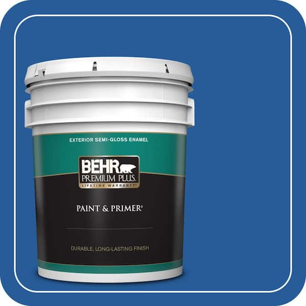BEHR PREMIUM PLUS 5 gal. #P510-7 Beacon Blue Semi-Gloss Enamel Exterior Paint & Primer