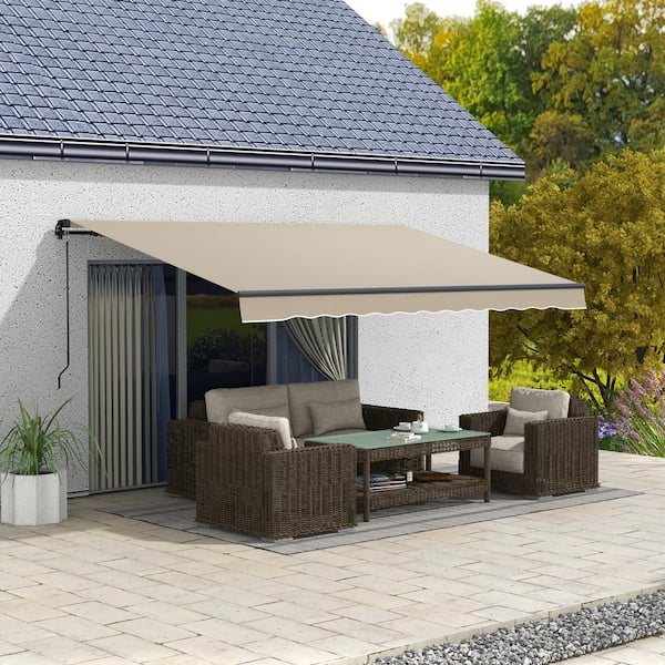 Outsunny 13 ft. Retractable Awning, Patio Awning Sunshade