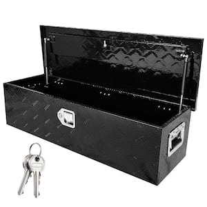 22.5 Gal. 39 in. W x 13 in. D x 10 in. H Black Aluminum Tool Storage Box, Deck Box with Lock Side Handle and 2 Keys