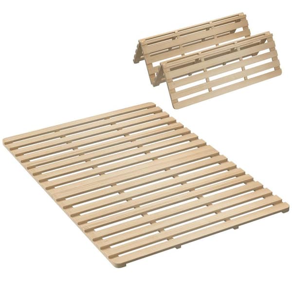 Tatami Bed Frame Foldable Wood Slatted Floor Bed Frame for Futon Mattress Japanese Tatami Mat Floor Sleep Bedding, Full